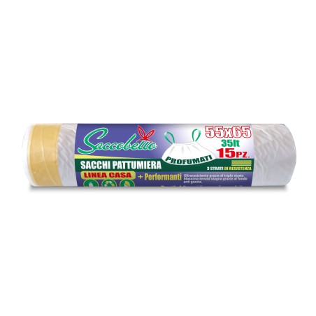 BUSTA PATTUMIERA SACCOBELLO 55x65 TRASPARENTE PROFUMATO-15pz