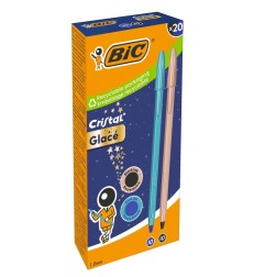 BIC Cristal Glacé blu e rosa inchiostro blu e nero 20 pezzi