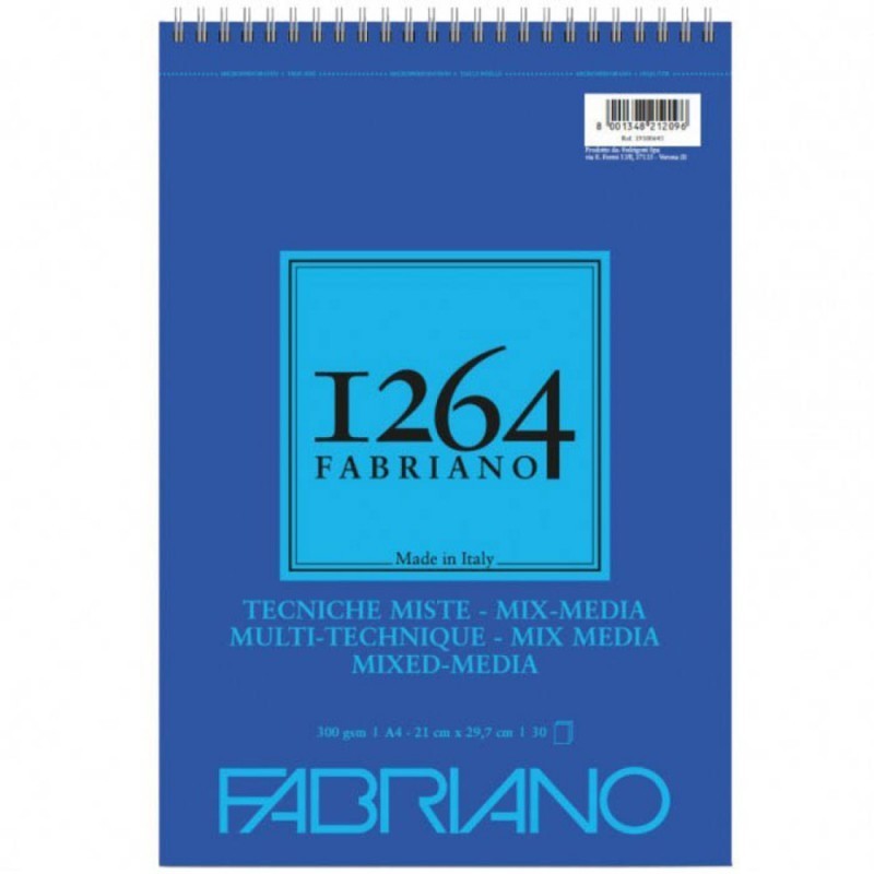 FABRIANO blocco schizzi 1264 mix media spirale A4 gr.300 fg.30 19100643