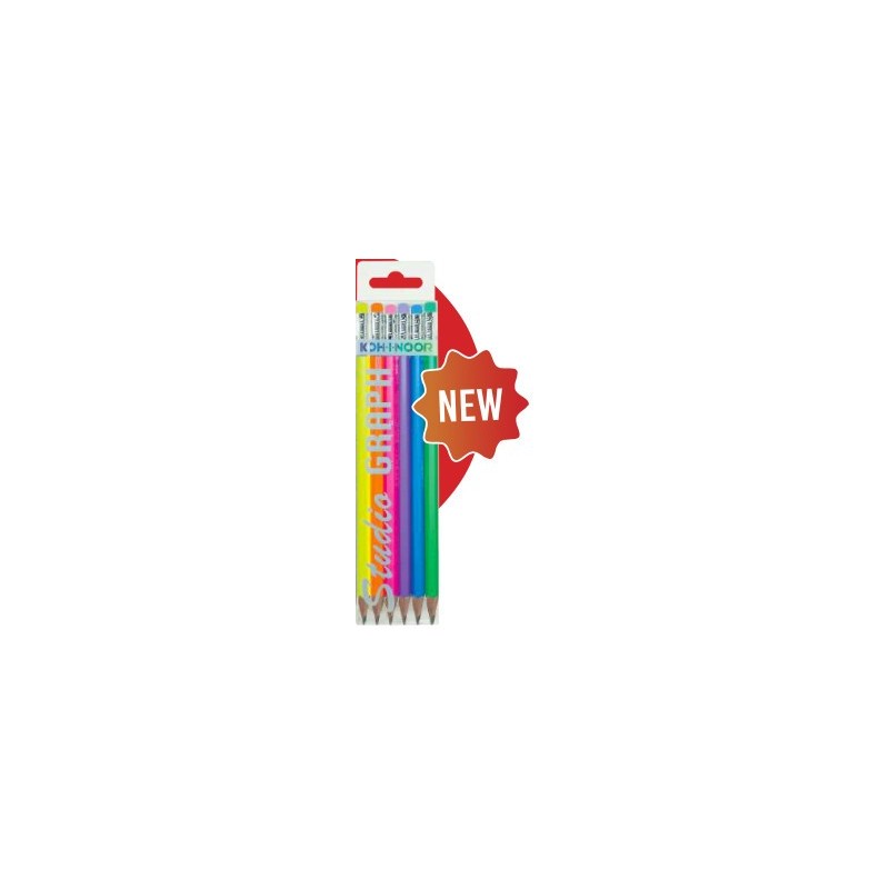 MATITE NERE KIN STUDIO GRAPH FLUO C/GOMMA 6pz DH3706-THB MATITE NERE KIN STUDIO GRAPH FLUO C/GOMMA 6pz DH3706-THB