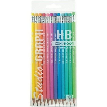 MATITE NERE KIN STUDIO GRAPH PASTEL C/GOMMA 12pz DH3712-THB