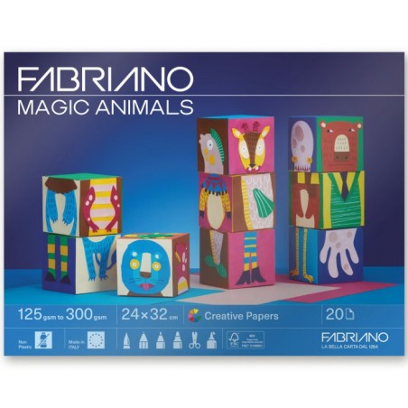 FABRIANO MAGIC ANIMALS CARTA CREATIVA 24X32 POCHETTE 20fg S0400010