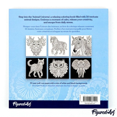 Figured'Art L'Universo degli Animali libro da colorare adulti mandala 50 pagine CB-AU01