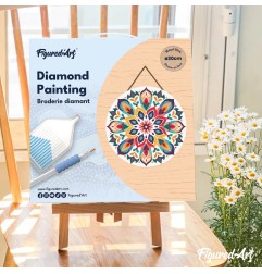 Figured'Art Mandala Floreale kit diamond painting disco legno 30 cm DP-RFA036