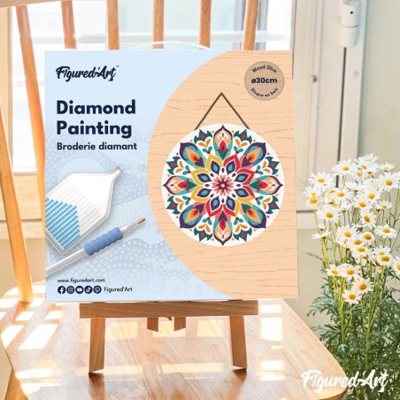 Figured'Art Mandala Floreale kit diamond painting disco legno 30 cm DP-RFA036