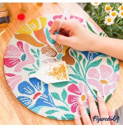 Figured'Art Mandala Floreale kit diamond painting disco legno 30 cm DP-RFA036