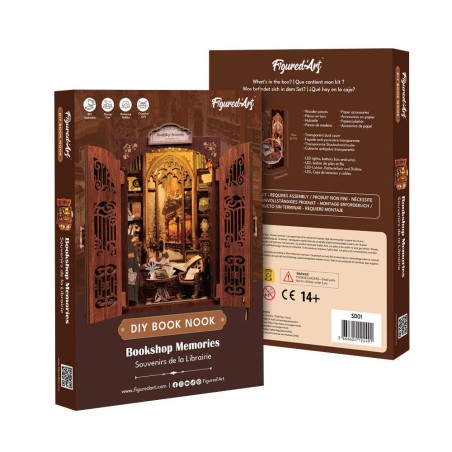 Figured'Art Ricordi in Libreria book nook kit creativo con LED 17x11,4x9,4 cm SD01