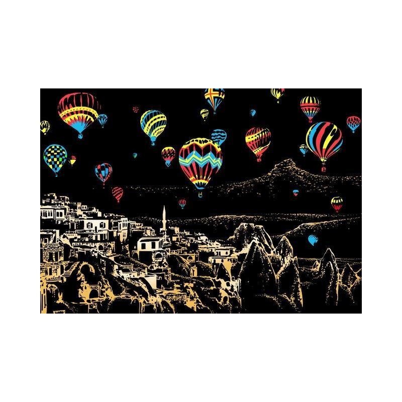 Figured'Art Mongolfiere in Turchia kit scratch art A3 da grattare SP1005 Figured'Art Mongolfiere in Turchia kit scratch art A3 da grattare SP1005