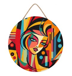 Figured'Art Donna astratta kit diamond painting disco legno 30 cm da appendere DP-RFA042