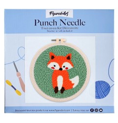 Figured'Art Volpe kit ricamo punch needle con ago magico telaio 20 cm CX021004
