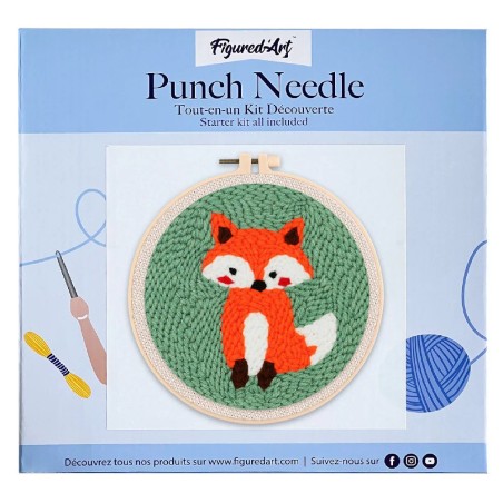 Figured'Art Volpe kit ricamo punch needle con ago magico telaio 20 cm CX021004