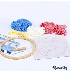 Figured'Art Volpe kit ricamo punch needle con ago magico telaio 20 cm CX021004