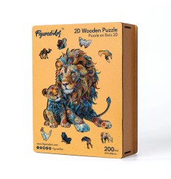Figured'Art Leone e cucciolo puzzle in legno 200 pezzi 26,9x28,8 cm HNWP805