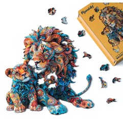 Figured'Art Leone e cucciolo puzzle in legno 200 pezzi 26,9x28,8 cm HNWP805