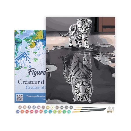 Figured'Art Gattino con riflesso di tigre kit pittura con numeri 40x50 cm PN679-Y