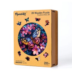 Figured'Art Farfalla e fiori puzzle in legno 200 pezzi 28,5x28,5 cm HNWP894