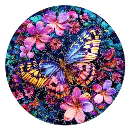 Figured'Art Farfalla e fiori puzzle in legno 200 pezzi 28,5x28,5 cm HNWP894