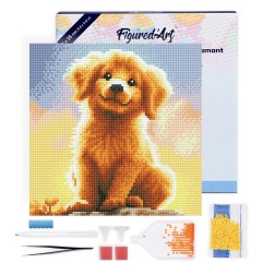 Figured'Art Cucciolo Golden Retriever kit diamond painting tela 25x25 cm DP-SFA185-Y