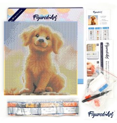 Figured'Art Cucciolo Golden Retriever kit diamond painting tela 25x25 cm DP-SFA185-Y