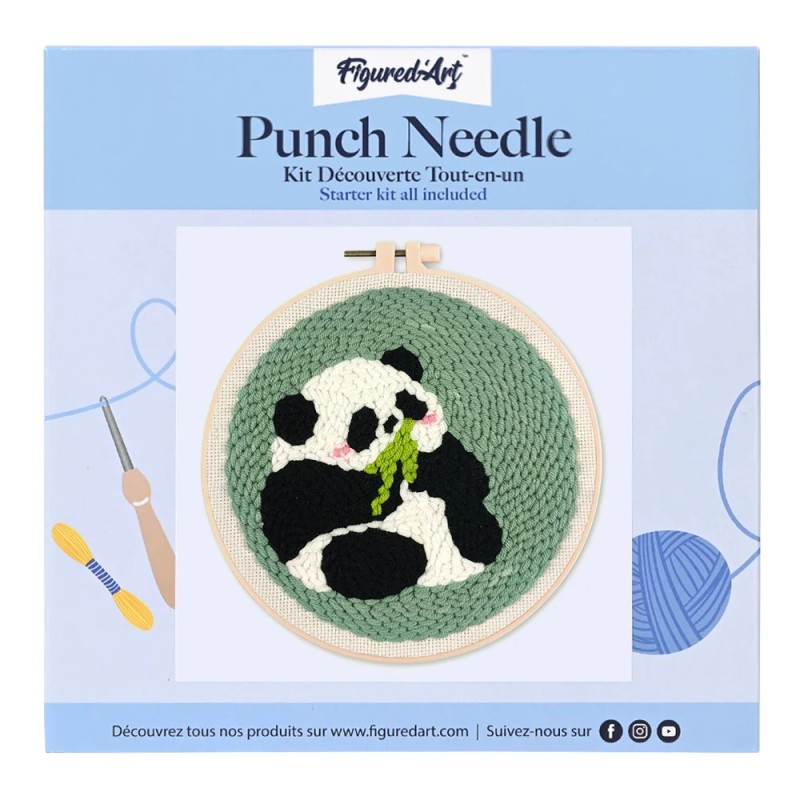 Figured'Art Panda kit ricamo punch needle con ago magico telaio 20 cm CX352 Figured'Art Panda kit ricamo punch needle con ago magico telaio 20 cm CX352