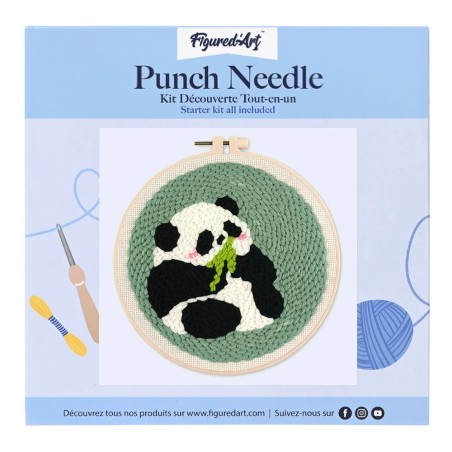 Figured'Art Panda kit ricamo punch needle con ago magico telaio 20 cm CX352