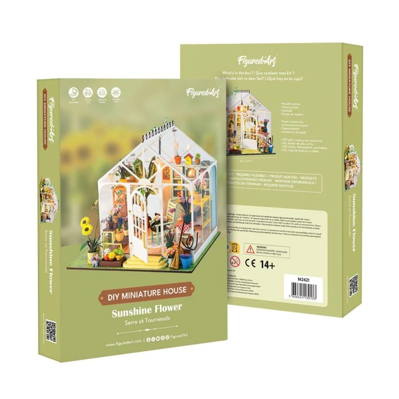 Figured'Art Fiore di Sole kit casa in miniatura in legno 103 pezzi con LED M2421