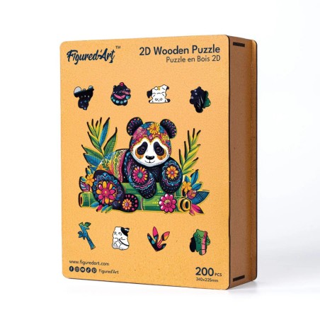 Figured'Art Panda floreale puzzle in legno 200 pezzi 34x22,5 cm HNWP930