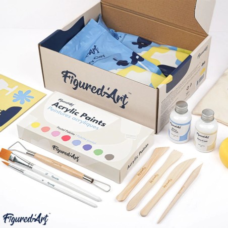 Figured'Art Pottery Kit set per ceramica con argilla autoindurente e accessori FA-POTTKIT