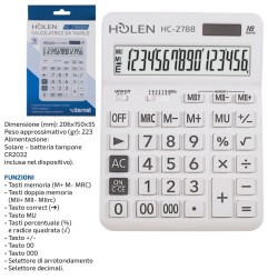 Calcolatrice Da Tavolo HOLEN 16 Cifre HC-2788DM Bianca