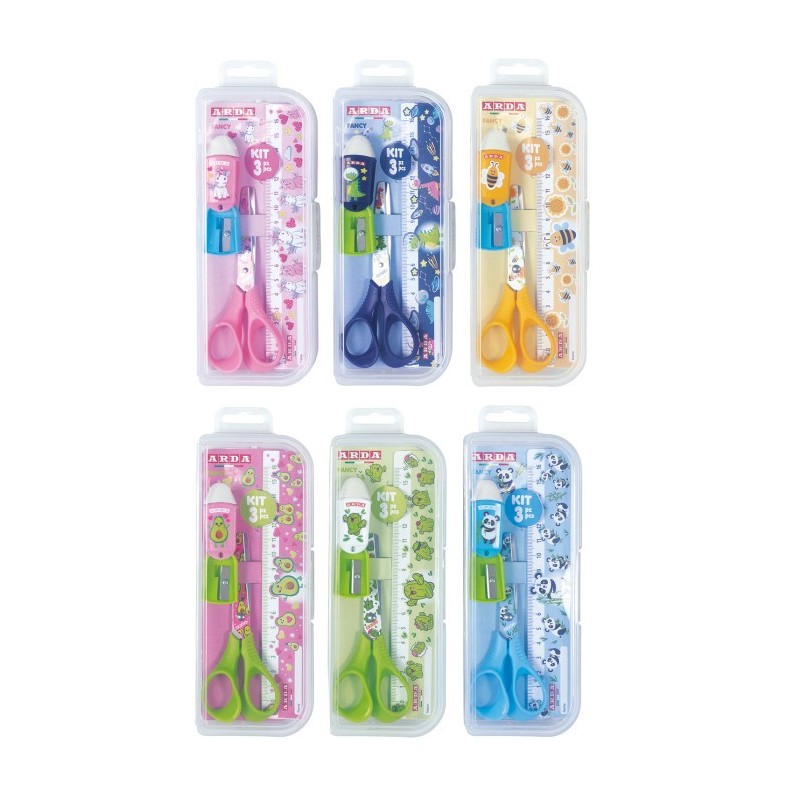 ARDA KIT REGALO FANCY FORBICE, RIGHELLO, TEMPERAMATITA - SET3FAN ARDA KIT REGALO FANCY FORBICE, RIGHELLO, TEMPERAMATITA - SET3FAN