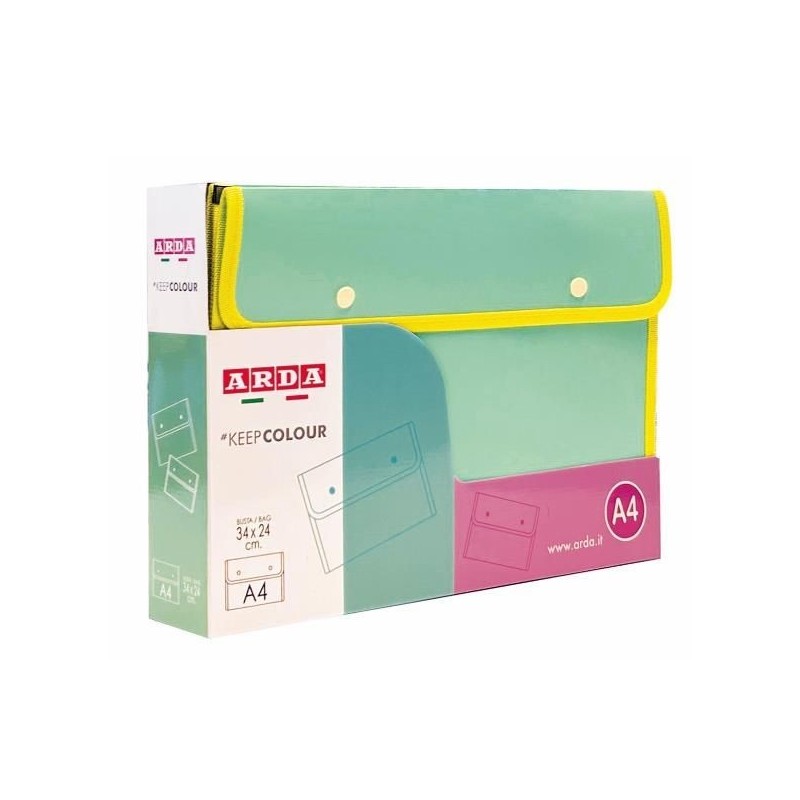Arda buste portadocumenti bordate Keep Colour Pastel A4 due bottoni 0273KCP – confezione da 12 pezzi