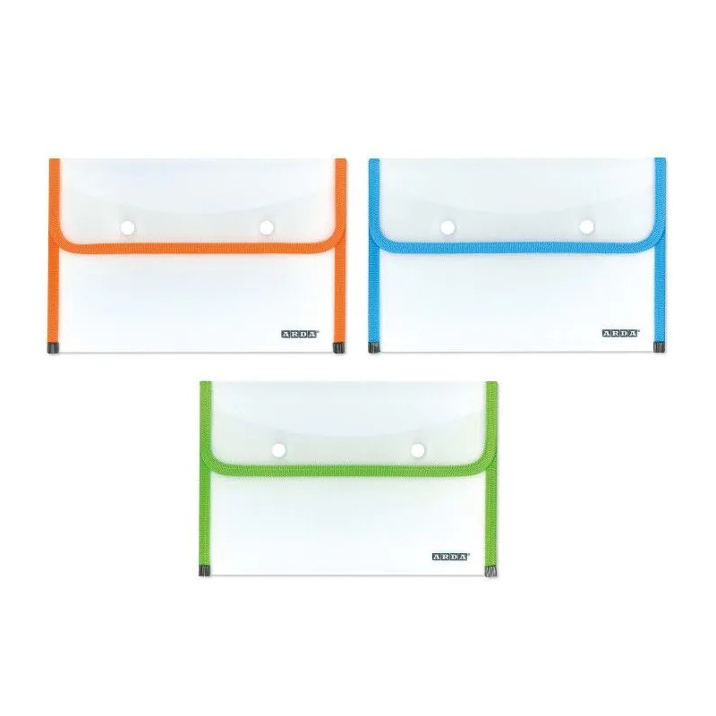 Arda buste portadocumenti bordate Trascolor A4 due bottoni 0221FLU – confezione da 12 pezzi