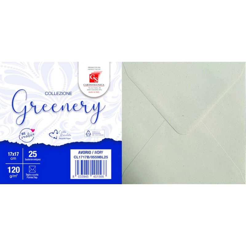 GREENERY AVORIO 17x17 TP GR. 120 BL.25 BUSTE CL1717B/0559BL25 GREENERY AVORIO 17x17 TP GR. 120 BL.25 BUSTE CL1717B/0559BL25