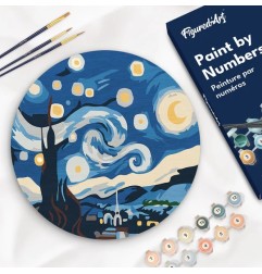 Figured'Art Diamond Painting su disco di legno 30cm - Notte stellata DP-RFA001