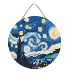 Figured'Art Diamond Painting su disco di legno 30cm - Notte stellata DP-RFA001