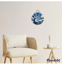 Figured'Art Diamond Painting su disco di legno 30cm - Notte stellata DP-RFA001