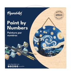 Figured'Art Diamond Painting su disco di legno 30cm - Notte stellata DP-RFA001