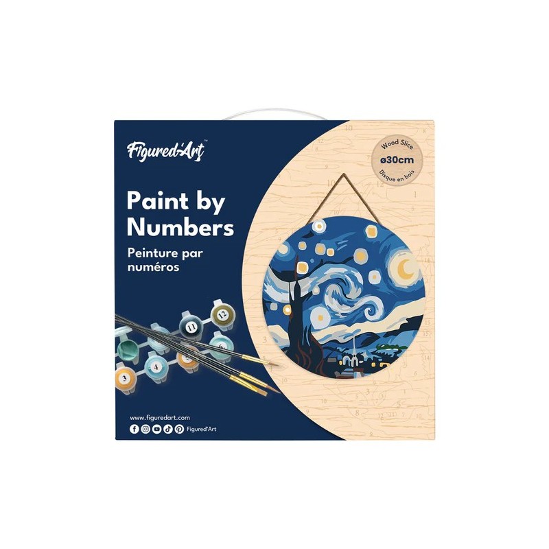 Figured'Art Diamond Painting su disco di legno 30cm - Notte stellata DP-RFA001