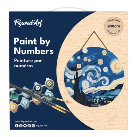 Figured'Art Diamond Painting su disco di legno 30cm - Notte stellata DP-RFA001