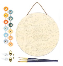 Figured'Art Diamond Painting su disco di legno 30cm - Notte stellata DP-RFA001