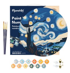 Figured'Art Diamond Painting su disco di legno 30cm - Notte stellata DP-RFA001