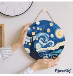 Figured'Art Diamond Painting su disco di legno 30cm - Notte stellata DP-RFA001