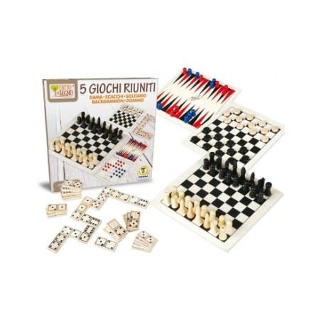 TEOREMA FATTO DI LEGNO - 5 GIOCHI IN 1 - 04126