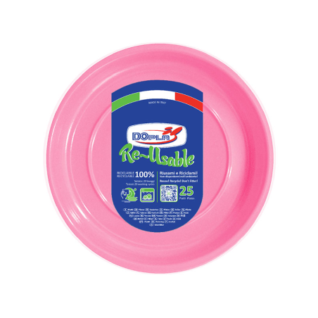 Office Piatti Piani in Plastica RE Usable Diam 22CM Dopla 25PZ