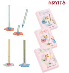 PENNA GEL IN METALLO-BASE MAGNETICA A FIORE bluekover PE-FIORE