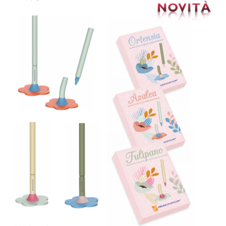 PENNA GEL IN METALLO-BASE MAGNETICA A FIORE bluekover PE-FIORE
