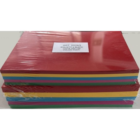 Biglietti e buste 12x18 cm 100+100 cinque colori forti