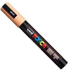 Uni Posca PC-5M Pennarello Marcatore Acrilico a base d'acqua con Punta Conica Media Arancio Chiaro 6 Pz