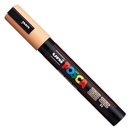 Uni Posca PC-5M Pennarello Marcatore Acrilico a base d'acqua con Punta Conica Media Arancio Chiaro 6 Pz