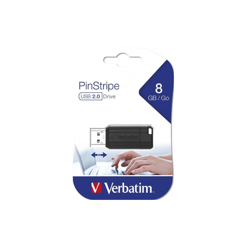 PEN DRIVE VERBATIM 8GB BLACK PINSTRIPE USB2.0 (contributo siae incluso)